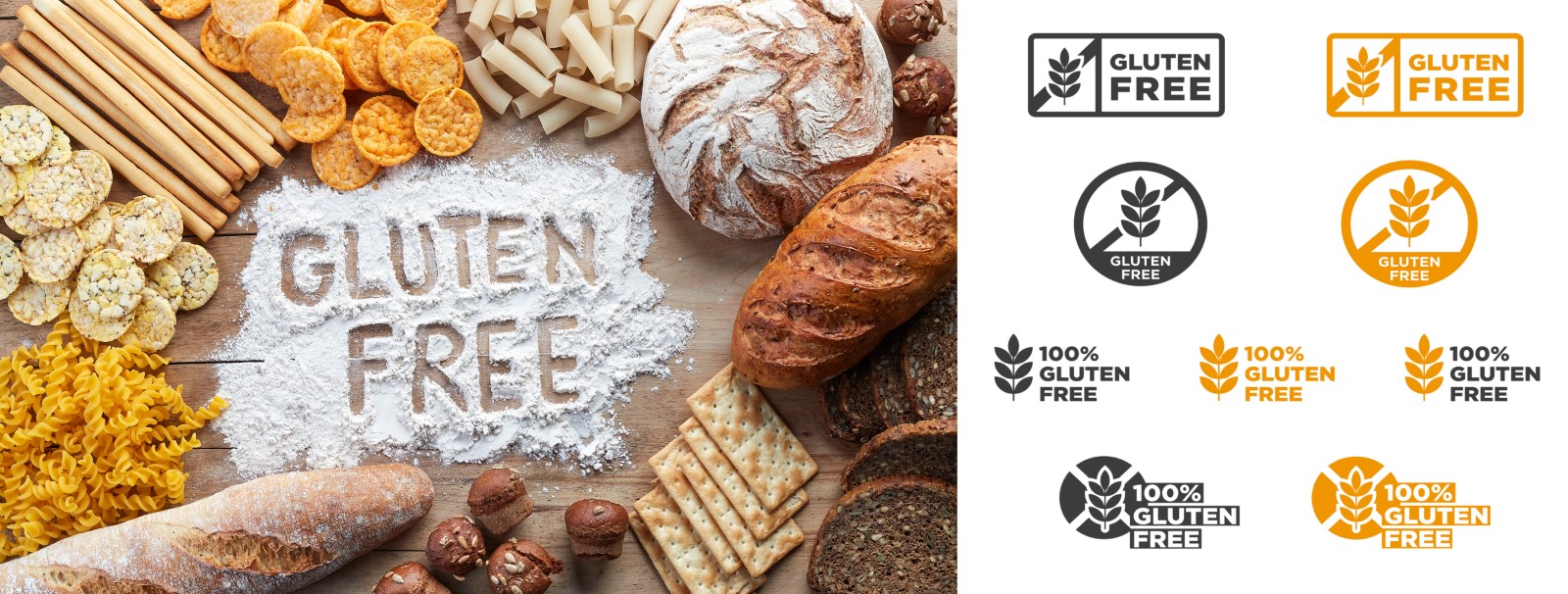 Bebas gluten, bebas gluten, bebas gluten - makanan yang dipanggang dan label